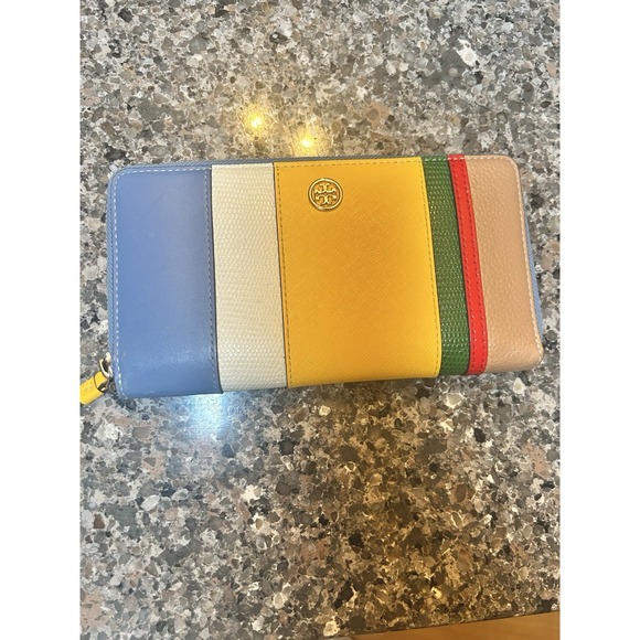 Tory Burch Handbags - Tory Burch Robinson Mini Balloon Stripe Leather Continental Wallet